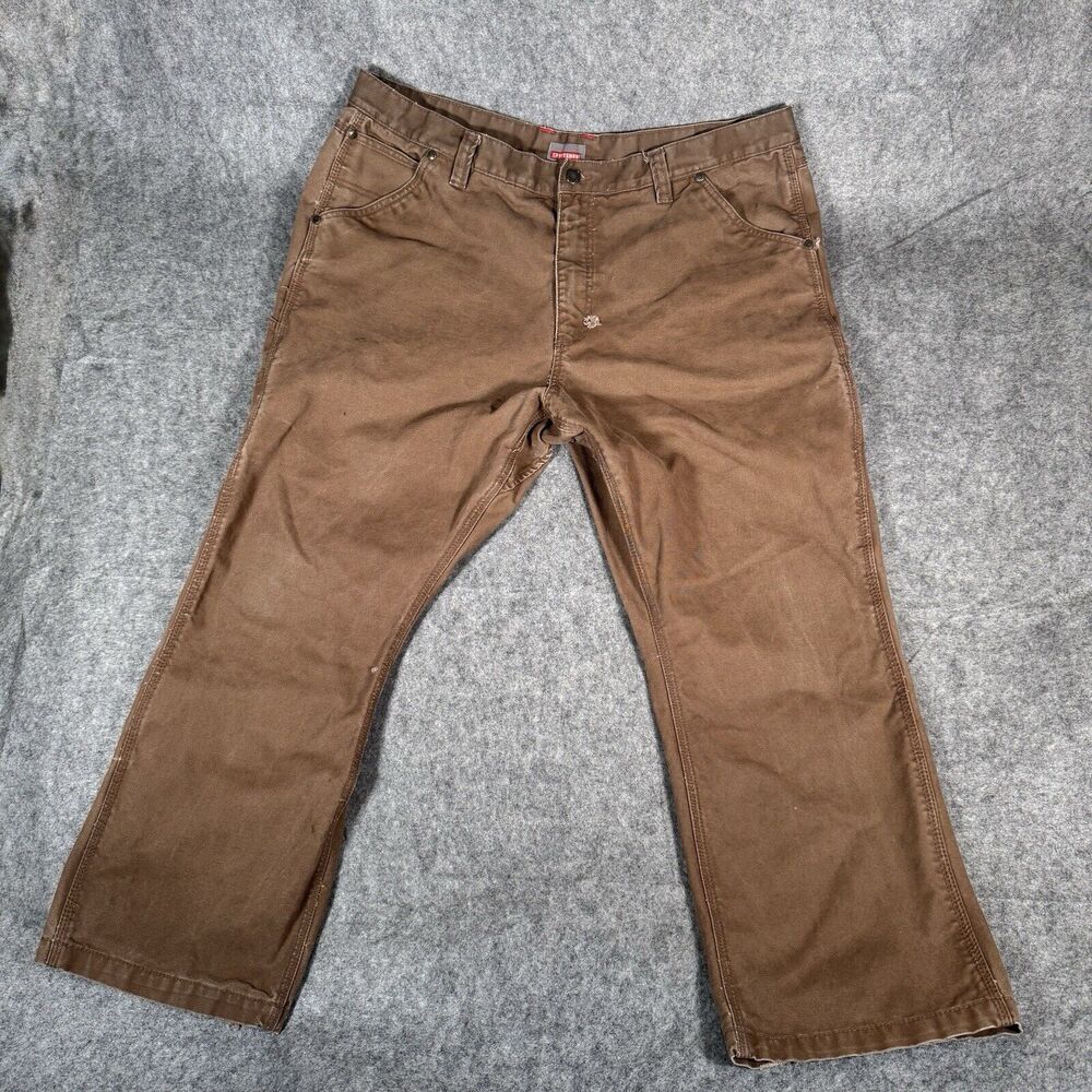 Vintage men’s Sweatpants Craftsman Brown double knee cargo pants Sz W42 x 30L